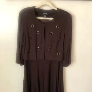 Nueva | Other | Nueva Two Piece Brown Fit Flare Sleeveless Dress With Short  Jacket | Poshmark